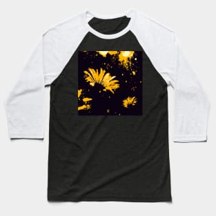 Spatter Painting of Yellow Chrysanthemum on Black Background Baseball T-Shirt